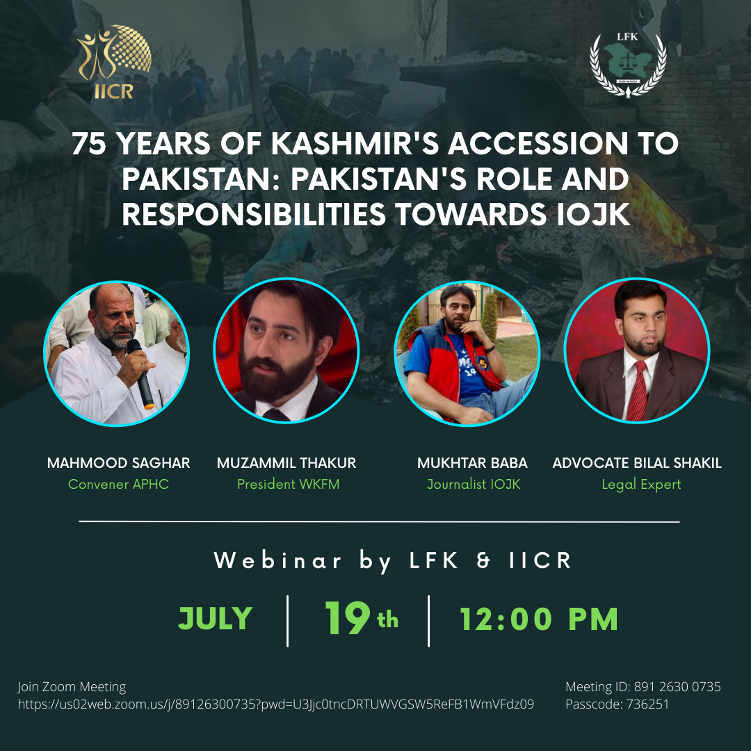 75 years of Kashmir’s accession to Pakistan: Pakistan’s role and responsibilities towards IOJK